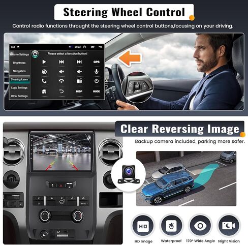 UNITOPSCI 2G+64G for Ford F150 F-150 2009-2012 راديو Android Car Stereo Wireless Apple CarPlay Android Auto Bluetooth GPS Navigation 9 بوصة HD شاشة تعمل باللمس HiFi FM/RDS WiFi SWC USB+AHD كاميرا احتياطية ميكروفون in Saudi Arabia