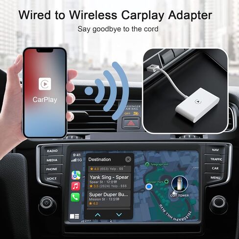 Doohoeek Carplay Wireless Adapter of Factory Wired Carplay for iPhone, Wireless Adapter for Apple Carplay Connect iPhone to Carplay for Cars from 2015 & iOS 10 or Later, White in Saudi Arabia