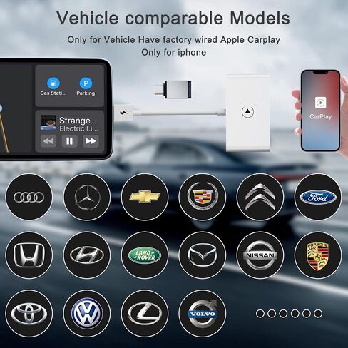 محول Doohoeek Carplay اللاسلكي من Factory Wired Carplay لأجهزة iPhone، محول لاسلكي لـ Apple Carplay قم بتوصيل iPhone إلى Carplay للسيارات من 2015 وiOS 10 أو أحدث، أبيض in Kuwait