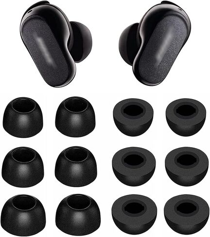 BLUEWALL Foam Ear Tips Compatible with Bose QuietComfort Earbuds II, S/M/L Sizes Fit in Case Soft Memory Foam Tip Replacement Eartips Foam Compatible with QuietComfort Earbuds ii 6 Pairs Black in Saudi Arabia