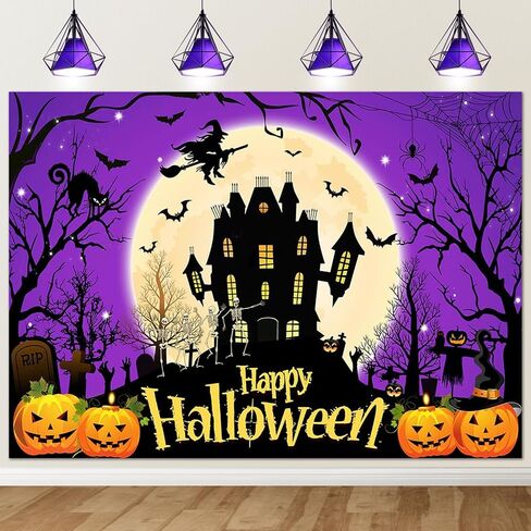 Avezano Happy Halloween Backdrop Kids Dress Up Halloween Party Background Spooky Haunted House Photo Booth Banner Halloween Birthday Backdrops(7x5ft) in Saudi Arabia