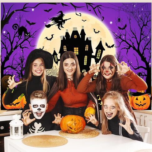 Avezano Happy Halloween Backdrop Kids Dress Up Halloween Party Background Spooky Haunted House Photo Booth Banner Halloween Birthday Backdrops(7x5ft) in Saudi Arabia