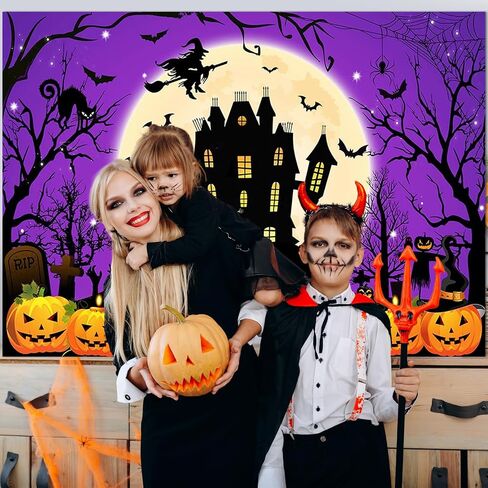 Avezano Happy Halloween Backdrop Kids Dress Up Halloween Party Background Spooky Haunted House Photo Booth Banner Halloween Birthday Backdrops(7x5ft) in Saudi Arabia
