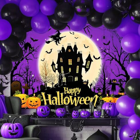 Avezano Happy Halloween Backdrop Kids Dress Up Halloween Party Background Spooky Haunted House Photo Booth Banner Halloween Birthday Backdrops(7x5ft) in Saudi Arabia