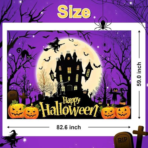 Avezano Happy Halloween Backdrop Kids Dress Up Halloween Party Background Spooky Haunted House Photo Booth Banner Halloween Birthday Backdrops(7x5ft) in Saudi Arabia