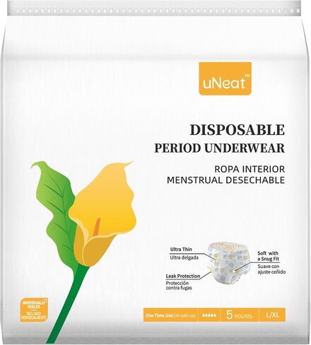 uNeat Disposable Period Underwear for Women, Unscented, Overnight, Ultra-Thin and Leakproof for Period, Postpartum, and Incontinence (Size S/M, 5 Count) in Saudi Arabia