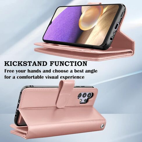 Takfox for Samsung Galaxy A32 5G Case, Galaxy A32 5G Wallet Case, PU Leather with Credit Card Holder Slots Folio Flip Cover Magnetic Detachable Phone Case & Lanyard Kickstand for A32 5G [Rose Gold] in Saudi Arabia