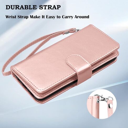 Takfox for Samsung Galaxy A32 5G Case, Galaxy A32 5G Wallet Case, PU Leather with Credit Card Holder Slots Folio Flip Cover Magnetic Detachable Phone Case & Lanyard Kickstand for A32 5G [Rose Gold] in Saudi Arabia