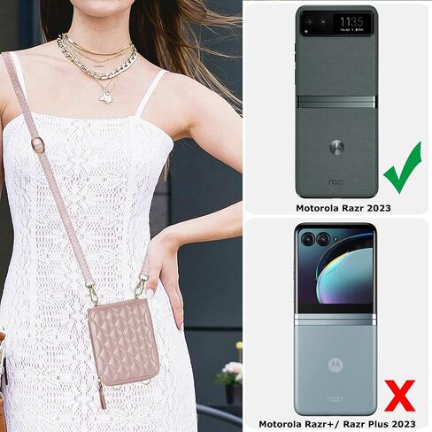 حافظة محفظة لهاتف Motorola Moto Razr 2023 [لا تناسب Razr Plus 2023]، [حجب RFID] حافظة هاتف Moto Razr 2023 مع حزام كروس للنساء والفتيات من الجلد Motorola Razr 2023 حافظة محفظة باللون الذهبي الوردي in Kuwait