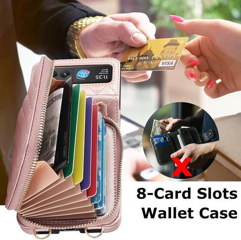 حافظة محفظة لهاتف Motorola Moto Razr 2023 [لا تناسب Razr Plus 2023]، [حجب RFID] حافظة هاتف Moto Razr 2023 مع حزام كروس للنساء والفتيات من الجلد Motorola Razr 2023 حافظة محفظة باللون الذهبي الوردي in Kuwait