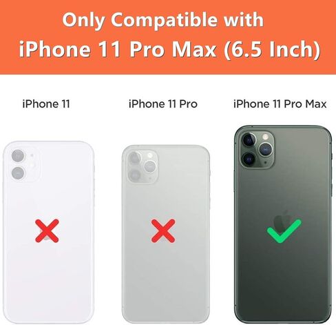 حافظة iCoverCase لهاتف iPhone 11 Pro Max مع حامل بطاقات، حافظة كروس مع حزام معصم، فتحات بطاقات بسحاب بمسند من جلد البولي يوريثان [غير قابلة للفصل] حافظة قلاب مقاس 6.5 بوصة (أسود) in Saudi Arabia