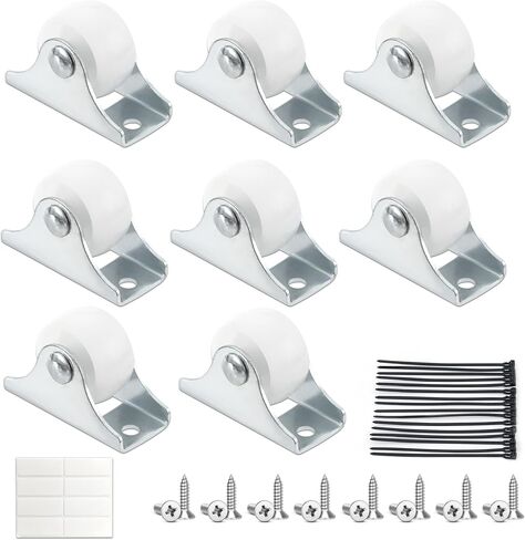 XIKE 8Pcs 1 Inch Black Caster Wheels,Little Rubber Rolling Wheels with Steel Top,Small Caster Wheels for Appliances,Furniture, (Non Swivel) (White) in Saudi Arabia