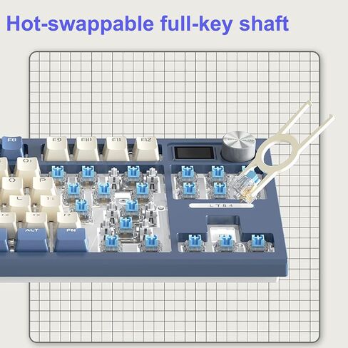 Tri-Mode Bluetooth Wireless hot swappable Mechanical Keyboard with Display and rotatable Control Buttons. 84 Series Keyboard, Full Key plushless, Customized by Macro Lighting Effects.(Blue) in Saudi Arabia