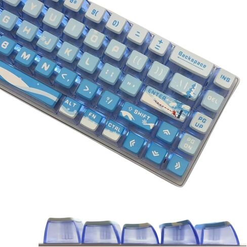 Blue Pudding Keycaps, Dye Sub PBT Keycaps,Custom Keycaps for Mechanical Gaming Keyboard,Shine Through Keycaps,Compatiability for 100%, 95%,80%,75%, 65%, 60% (Snow Mountain) in Saudi Arabia