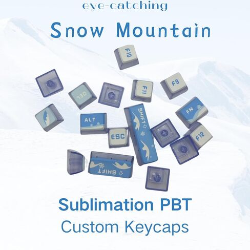 Blue Pudding Keycaps, Dye Sub PBT Keycaps,Custom Keycaps for Mechanical Gaming Keyboard,Shine Through Keycaps,Compatiability for 100%, 95%,80%,75%, 65%, 60% (Snow Mountain) in Saudi Arabia