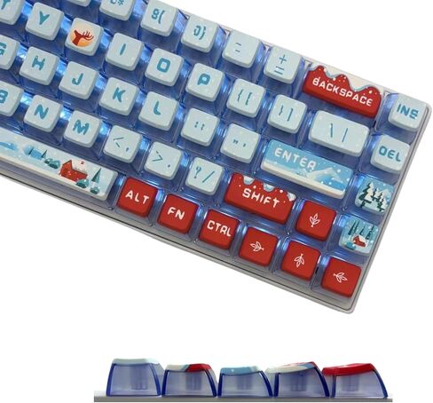 Blue Pudding Keycaps, Dye Sub PBT Keycaps,Custom Keycaps for Mechanical Gaming Keyboard,Shine Through Keycaps,Compatiability for 100%, 95%,80%,75%, 65%, 60% (Snow Mountain) in Saudi Arabia