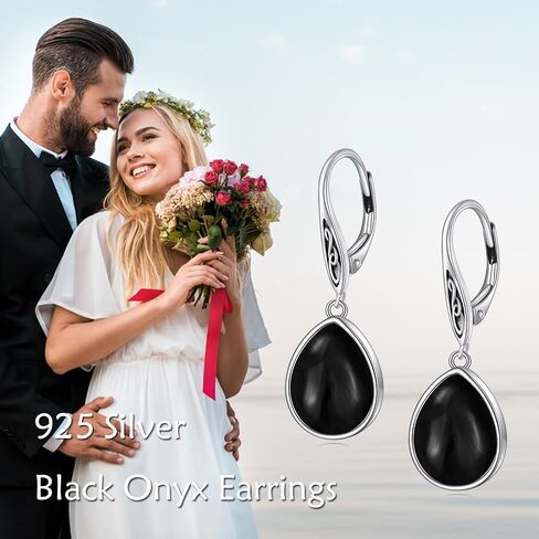 Celtic Knot Earrings 925 Sterling Silver Lapis Lazuli/Moss Agate/Amethyst/Black Onyx Natural Gemstone Dangle Leverback Earrings Jewelry Gift for Women Girls in Saudi Arabia