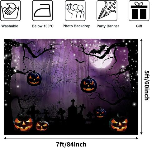 avezano زاحف كابوس الغابات هالوين خلفية القرع الخفافيش اكتمال القمر مخيف حزب خلفية سحرية ساحرة شبح موضوع حزب زينة صورة التقطت الصور استوديو كشك الصورة (برتقالي، 7 × 5 قدم) in Kuwait