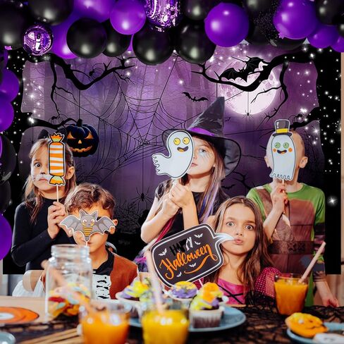 avezano زاحف كابوس الغابات هالوين خلفية القرع الخفافيش اكتمال القمر مخيف حزب خلفية سحرية ساحرة شبح موضوع حزب زينة صورة التقطت الصور استوديو كشك الصورة (برتقالي، 7 × 5 قدم) in Kuwait