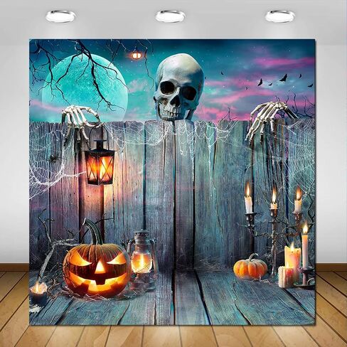 Avezano Halloween خلفية هيكل عظمي اليقطين فانوس خشبي مخيف ليلة حفلة التصوير الفوتوغرافي خلفية شبح عيد الهالوين ديكورات حفلات التقاط الصور خلفية الصورة (10x7ft) in Saudi Arabia