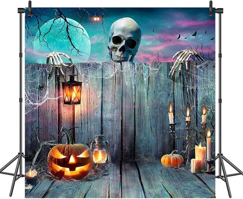 Avezano Halloween خلفية هيكل عظمي اليقطين فانوس خشبي مخيف ليلة حفلة التصوير الفوتوغرافي خلفية شبح عيد الهالوين ديكورات حفلات التقاط الصور خلفية الصورة (10x7ft) in Saudi Arabia