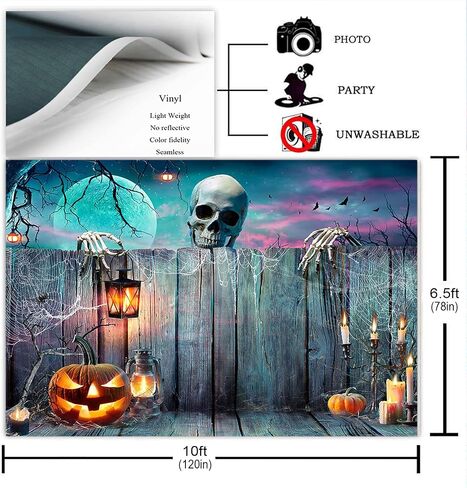Avezano Halloween خلفية هيكل عظمي اليقطين فانوس خشبي مخيف ليلة حفلة التصوير الفوتوغرافي خلفية شبح عيد الهالوين ديكورات حفلات التقاط الصور خلفية الصورة (10x7ft) in Saudi Arabia