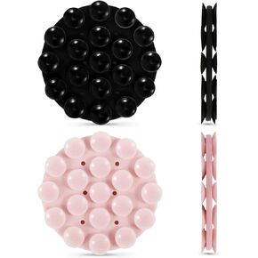 2pcs Double-sided Phone Suction Mount, 2.76x0.33 Inch Round Silicone Suction Cup Phone Holder Multipurpose Suction Phone Case Adhesive for Mobile Phones Mobile Power (Black+Pink)