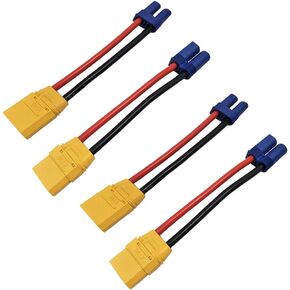 2pcs XT90 Male Connector to EC5 Female Connector and 2pcs XT90 Female Connector to EC5 Male Connector Adapter with 3.93inch 12AWG Silicone Cable
