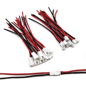 10 Pairs JST-XH 2.54mm 2 Pin Male and Female Connector Plug with 10cm 22 AWG Soft Silicone Cable Wire for Tiny Drone Battery Terminal