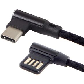 Cablecc Micro USB 5Pin/USB-C 3.1 Type-C to Left Right Angled 90 Degree USB 2.0 Data Cable with Sleeve for Tablet & Phone 15cm (USB-C 3.1 Type-C)