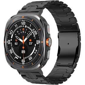 Titanium Band Compatible with Samsung Galaxy Watch 7 Ultra 47mm, Solid Men Replacement Robust Metal Link Wristband