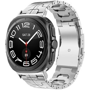 Titanium Band Compatible with Samsung Galaxy Watch 7 Ultra 47mm, Solid Men Replacement Robust Metal Link Wristband