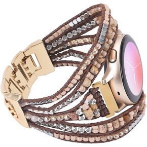 Handmade Beaded Boho Watch Band, Watch Bracelet Band Strap Compatible for Samsung Galaxy Watch 5&4/Active 2 40mm 44mm Band/Galaxy Watch 5 Pro/Watch 4 Classic 42mm 46mm/Watch 3 41mm/Garmin Vivoactive 3, Handmade Bohemian Smartwatch Bracelet Compatible with