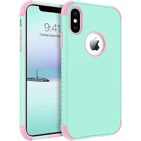 BENTOBEN لهاتف iPhone Xs Max Case، حافظة هاتف iPhone Xs MAX، شديدة التحمل 2 في 1 حماية كاملة متينة ضد الصدمات هجين صلب من البولي كربونات ممتص للصدمات واقٍ للفتيات والنساء والأولاد iPhone XsMax، أخضر داكن/أسود