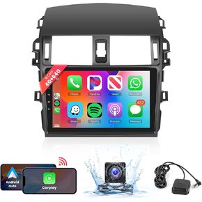 8 Core 4+64G Android Car Radio Car Stereo for Toyota Corolla 2009-2013 with Wireless Carplay Android Auto, 9 inch Touch Screen Mirror Link WiFi Bluetooth GPS FM RDS DSP AHD Backup Camera SWC