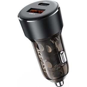 60W Fast Car Charger USB C with Voltage Display, ACEFAST PD3.0/QC3.0/AFC/FCP Fast Charging Dual Port Car Power Adapter for iPhone 13 Pro Max/13 Pro/13/13 mini/12 Pro Max, Samsung Galaxy S21/S21+/S20+