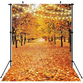 5x7FT Autumn Forest Backdrop Banner for Photography Natural Scenery Fall Landscape Leaves Thanksgiving Party Decorations Background Photo Shoot Props Supplies