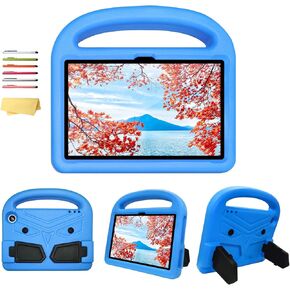Kids Case for Amazon Kindle Fire HD 8 Tablet (8th/7th/6th Generation, 2018/2017/2016) 8" with Handle Foldable Kickstand Kid-Proof Silicone Shockproof EVA Foam Slim Lightweight Shell, Blue