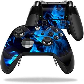 MightySkins Skin Compatible with Microsoft Xbox One Elite Controller - Blue Flames | Protective, Durable, and Unique Vinyl wrap Cover | Easy to Apply, Remove, and Change Styles | Made in The USA