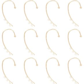 UNICRAFTALE 12Pcs 2 Color DIY Ear Cuff Brass Earrings Cuffs Punk Ear Wrap Earrings Cuffs Accessaries with 3 Loop 50mm Long Ear Cuff for Non Piercing Earring Making