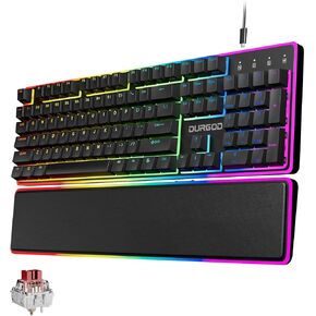 Ollyn DURGOD TGK200 Wireless Mechanical Gaming Keyboard,60% Low Profile Bluetooth Keyboard with Kailh Choc Brown Switch, 68 Keys RGB Lighting, PBT Keycaps and Hot-swappable for PC Mac and Pad,Black