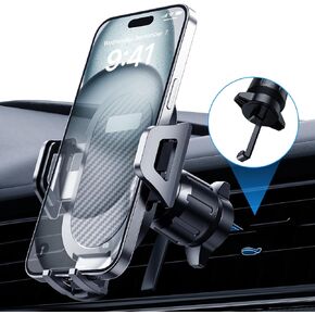 Phone Holders for Your Car [2024 Upgrade Metal Hook Clip], Air Vent Car Phone Mount, 360° Hands Free Universal Automobile Cradle Fit for iPhone 15 14 Samsung S24 S23 & All Smartphones, Black
