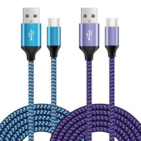 2Pack 6ft Fast Charging Cable for iPhone 16, 16 Pro Max, 16 Pro, 16 Plus, Samsung Galaxy S24 Ultra Plus S23 S22 S21+ S20 FE 5G S10, USB A to Type C Cord Phone Charger