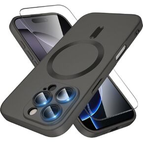 X-level Magnetic for iPhone 16 Pro Max Case with Screen Protector, Compatible with MagSafe, [Built-in Camera Lens Protector] Matte Soft Anti-Scratch Shockproof Slim Cases for 16 Pro Max, Burgundy
