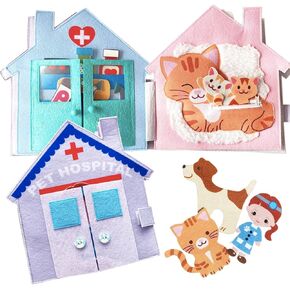 MOVEBO- Quiet Book Child Booktoddler Quiet Book-Busy Book for 3 Year Old Boys&Girls - Travel Toy,Best Gift from Grandparents for Toddler (Pet Hospital)