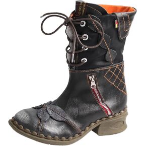TMA EYES Women's Winter Fashion Novelty Side Zipper Calf Boots