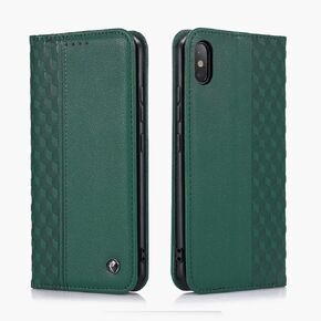 iPhone XR Case, Premium PU Leather Wallet Case Card Holder Kickstand Built-in Magnetic Closure Plaid Pattern Flip Folio Phone Cover for iPhone XR - Rose Gold