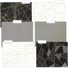 Set of 36 File Folders (6 Designs), folders, Decorative File Folders, Cute File Folders, for Supplies Office, School, Home, Geometric File Folder, 1/3 Cut Tabs, Letter Size