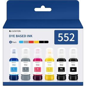 552 Ink 600ml Refill Ink Bottle Replacement for Epson EcoTank ET-8550 ET-8500 Printer High Capacity 6-Pack (Not Sublimation Ink)