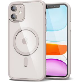 oakxco for iPhone 15 Case Clear Magnetic Compatible with Magsafe, Thin Slim Transparent Non Yellowing, Hybrid Soft Silicone Bumper & Hard Plastic Protective Cover for Women, Light Pink